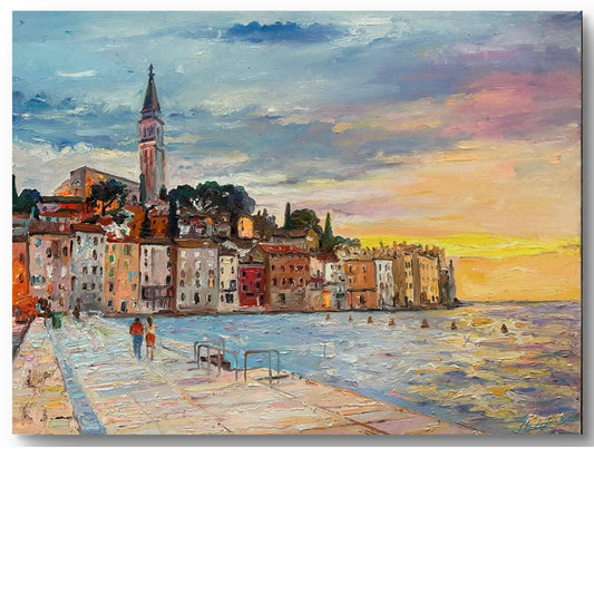 Rovinj Street sunset - oil on canvas - Prof.Melik - 50cm*70cm