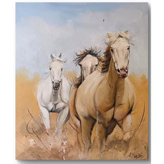 Herd of horses on plain - Acril - Marasović - 60cm*50cm