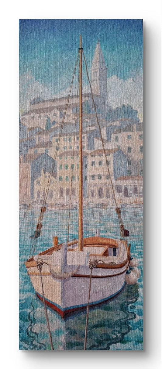 Yacht - oil on canvas - D.Bingham - 60cm*20cm